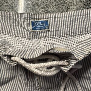 J. Crew Men's Pinstripe Swim Shorts - Gray and White